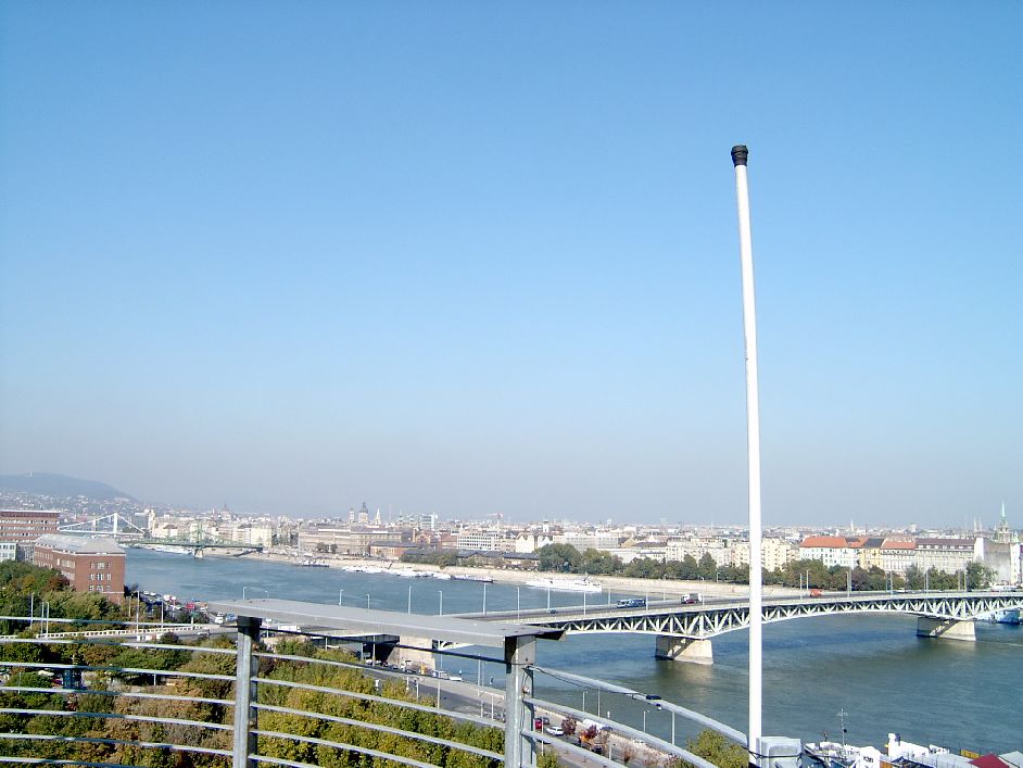 View from the roof of Eötvös University, Hungary, showing the WWLLN antenna which has on occasions been used temporarily used for AARDDVARK observations due to the lightning strike near the Tihany site, causing major equipment damage.